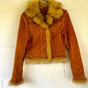Vintage Y2K Bebe Jacket Size Small 100% Real Suede